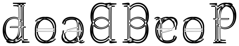 Ambigram for deadbeef in Sourceserifpro-extralight